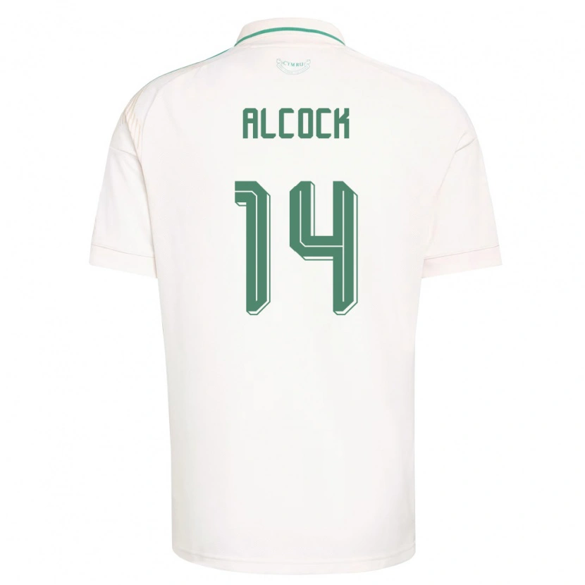 Danxen Mujer Camiseta Gales Tom Alcock #14 Blanco Marrón Verde 2ª Equipación 26-28 La Camisa México