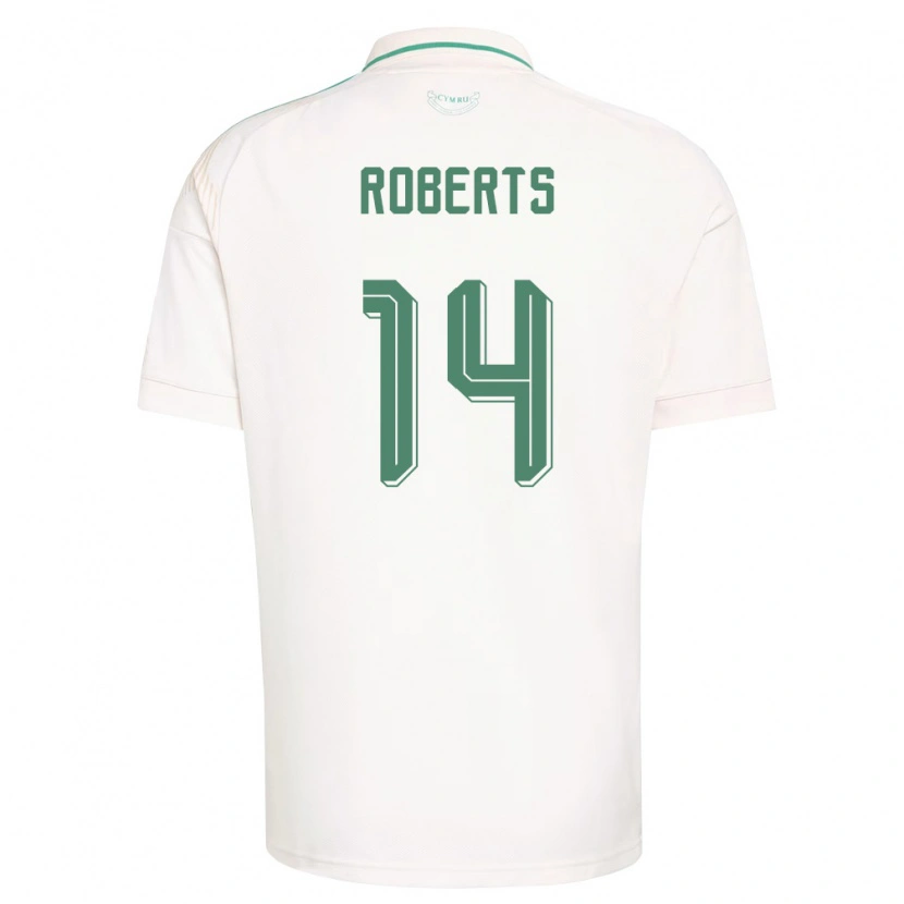 Danxen Mujer Camiseta Gales Connor Roberts #14 Blanco Marrón Verde 2ª Equipación 26-28 La Camisa México
