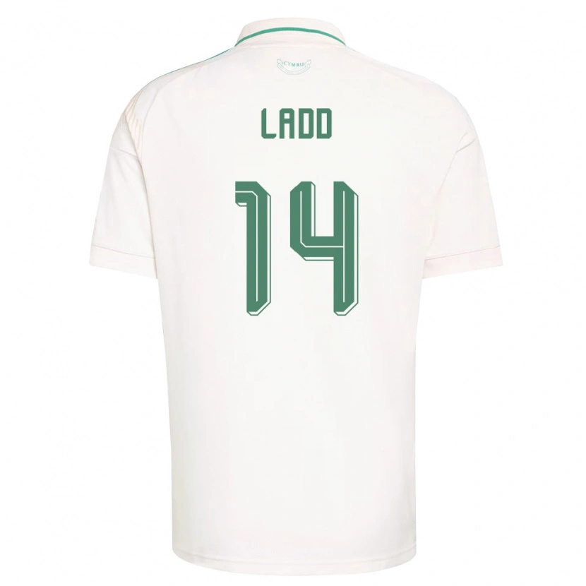 Danxen Mujer Camiseta Gales Hayley Ladd #14 Blanco Marrón Verde 2ª Equipación 26-28 La Camisa México