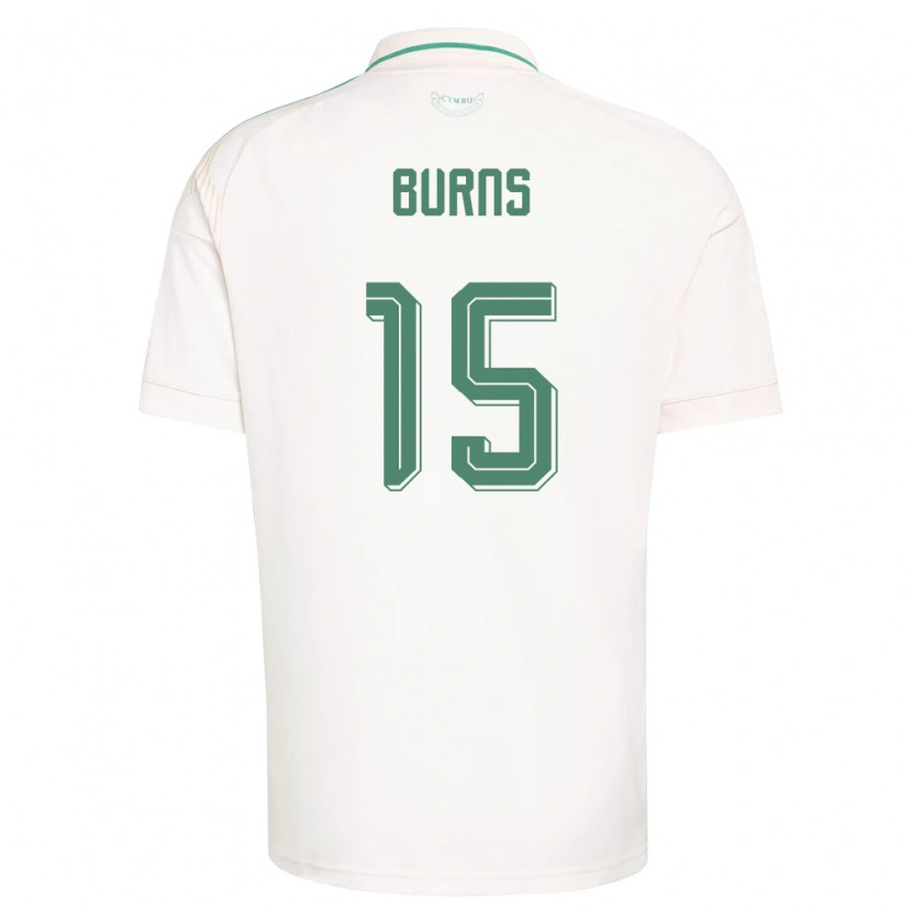 Danxen Mujer Camiseta Gales Wes Burns #15 Blanco Marrón Verde 2ª Equipación 26-28 La Camisa México