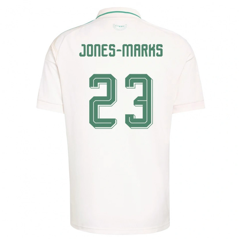 Danxen Mujer Camiseta Gales Sonnie Jones-Marks #23 Blanco Marrón Verde 2ª Equipación 26-28 La Camisa México