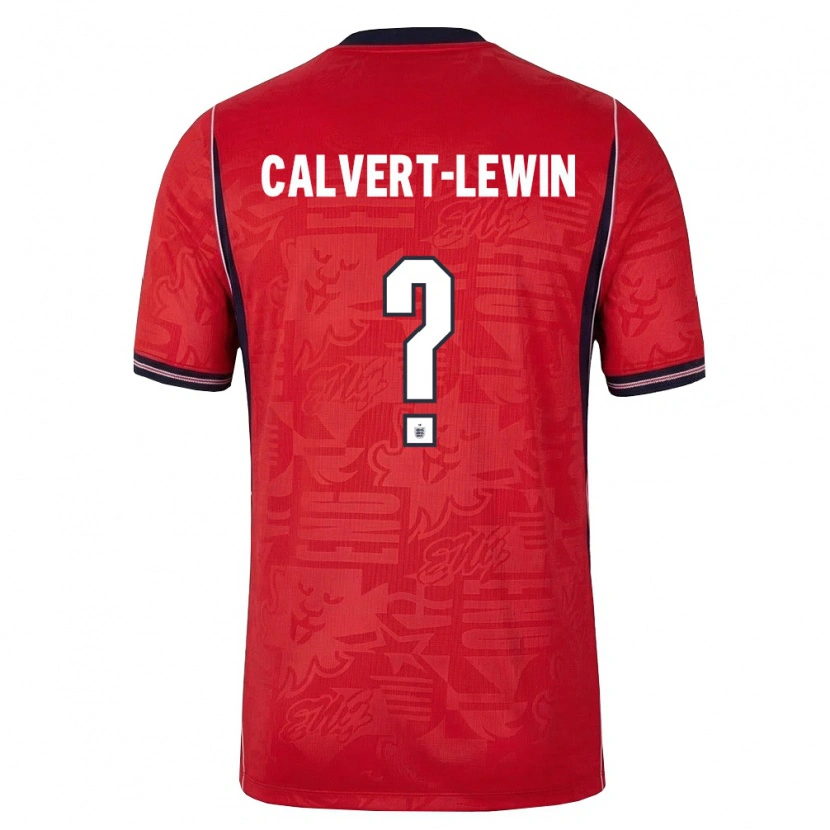 Danxen Mujer Camiseta Inglaterra Dominic Calvert-Lewin #0 Rojo Marino Blanco 2ª Equipación 26-28 La Camisa México