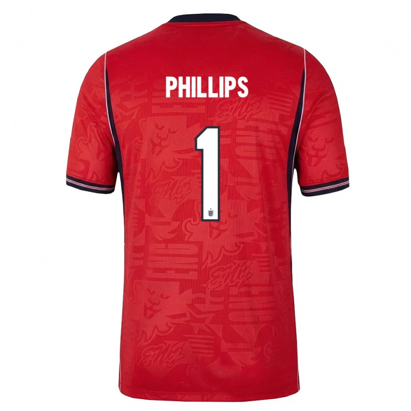 Danxen Mujer Camiseta Inglaterra Charlie Phillips #1 Rojo Marino Blanco 2ª Equipación 26-28 La Camisa México