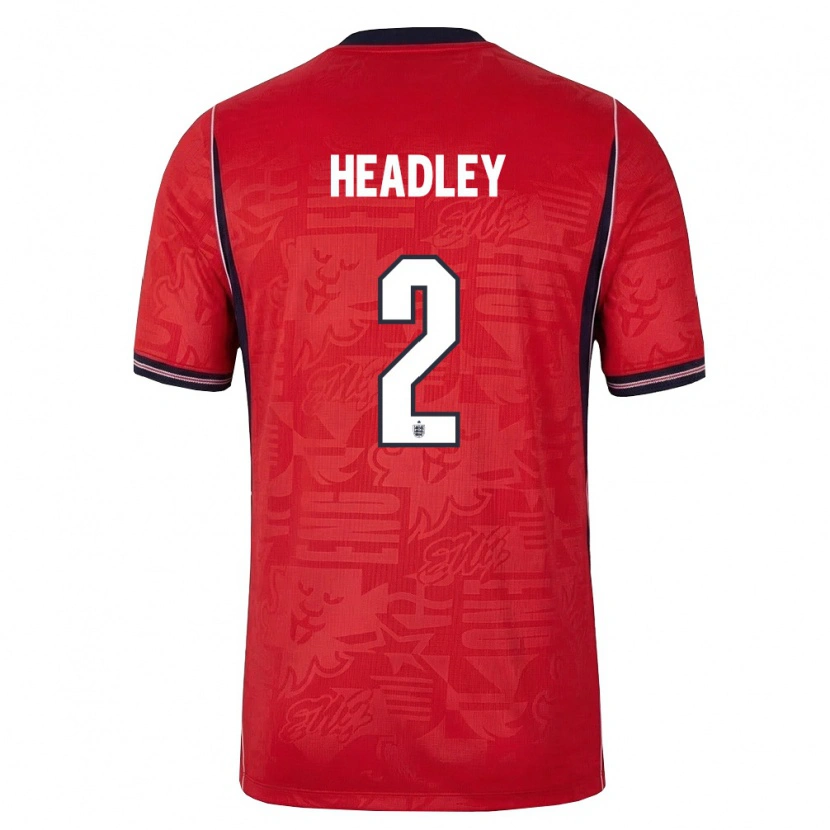 Danxen Mujer Camiseta Inglaterra Dante Headley #2 Rojo Marino Blanco 2ª Equipación 26-28 La Camisa México