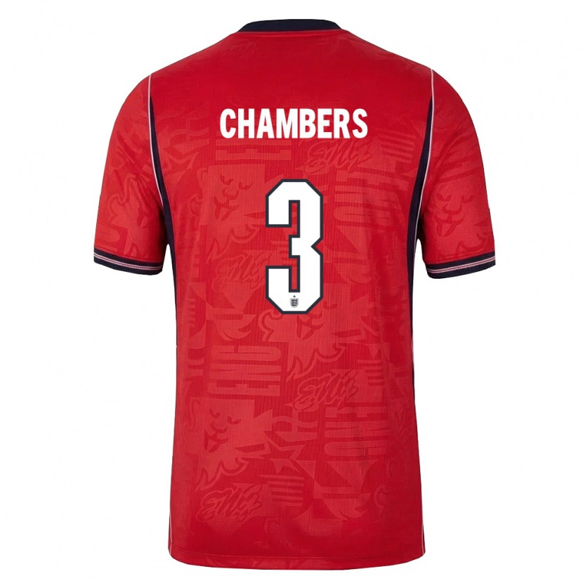 Danxen Mujer Camiseta Inglaterra Luke Chambers #3 Rojo Marino Blanco 2ª Equipación 26-28 La Camisa México