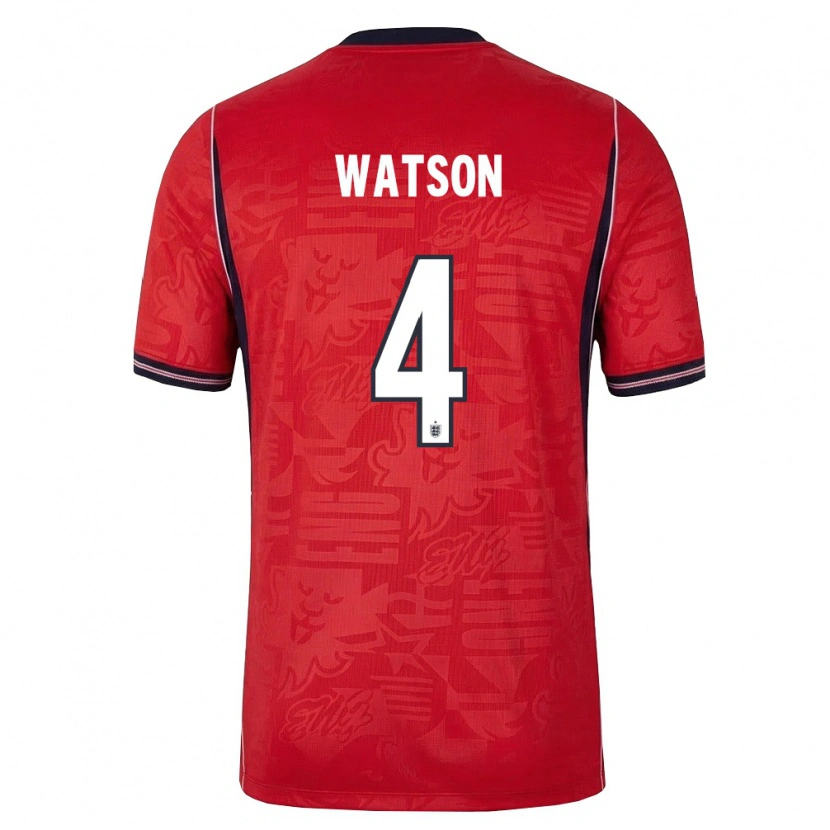 Danxen Mujer Camiseta Inglaterra Reggie Watson #4 Rojo Marino Blanco 2ª Equipación 26-28 La Camisa México