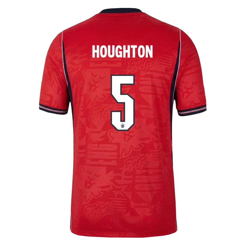 Danxen Mujer Camiseta Inglaterra Steph Houghton #5 Rojo Marino Blanco 2ª Equipación 26-28 La Camisa México