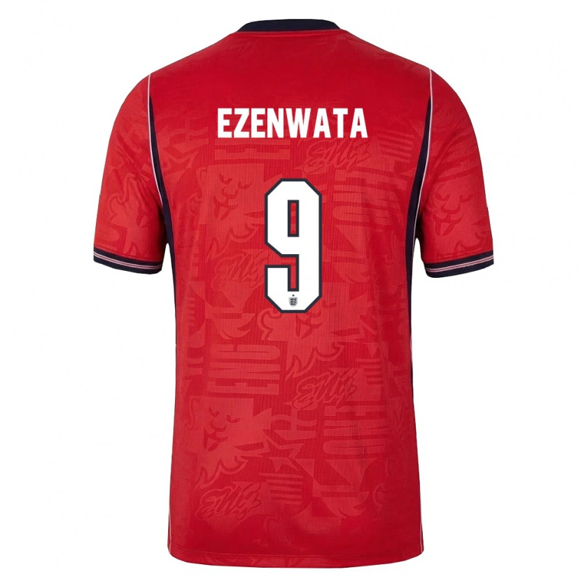 Danxen Mujer Camiseta Inglaterra Chizaram Ezenwata #9 Rojo Marino Blanco 2ª Equipación 26-28 La Camisa México