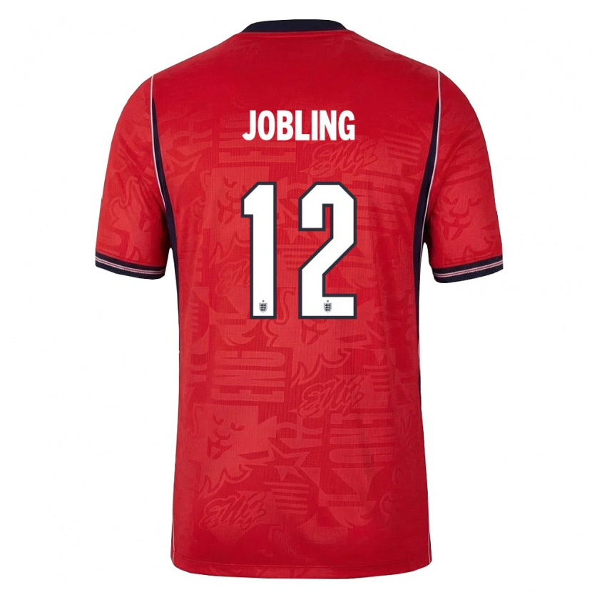 Danxen Mujer Camiseta Inglaterra George Jobling #12 Rojo Marino Blanco 2ª Equipación 26-28 La Camisa México