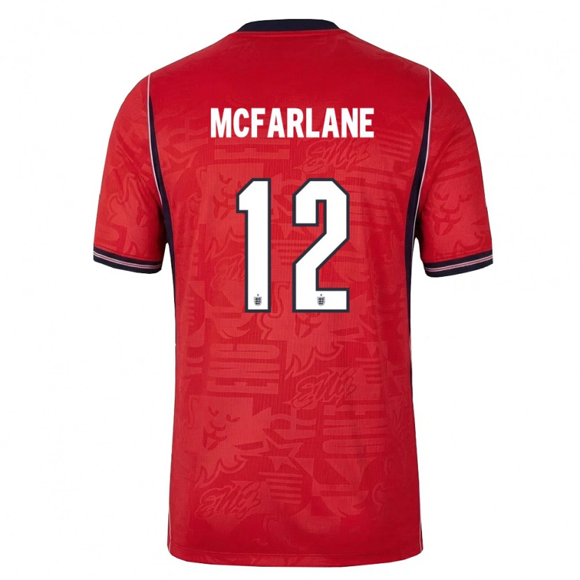 Danxen Mujer Camiseta Inglaterra Christian Mcfarlane #12 Rojo Marino Blanco 2ª Equipación 26-28 La Camisa México