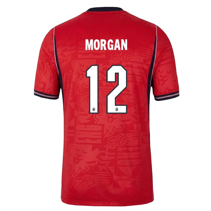 Danxen Mujer Camiseta Inglaterra Esme Morgan #12 Rojo Marino Blanco 2ª Equipación 26-28 La Camisa México