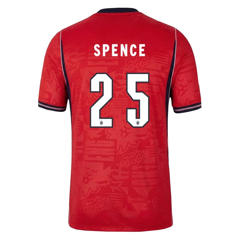 Danxen Mujer Camiseta Inglaterra Djed Spence #25 Rojo Marino Blanco 2ª Equipación 26-28 La Camisa México