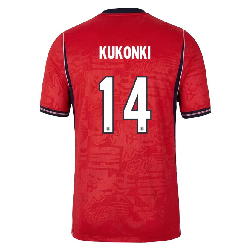 Danxen Mujer Camiseta Inglaterra Godwill Kukonki #14 Rojo Marino Blanco 2ª Equipación 26-28 La Camisa México