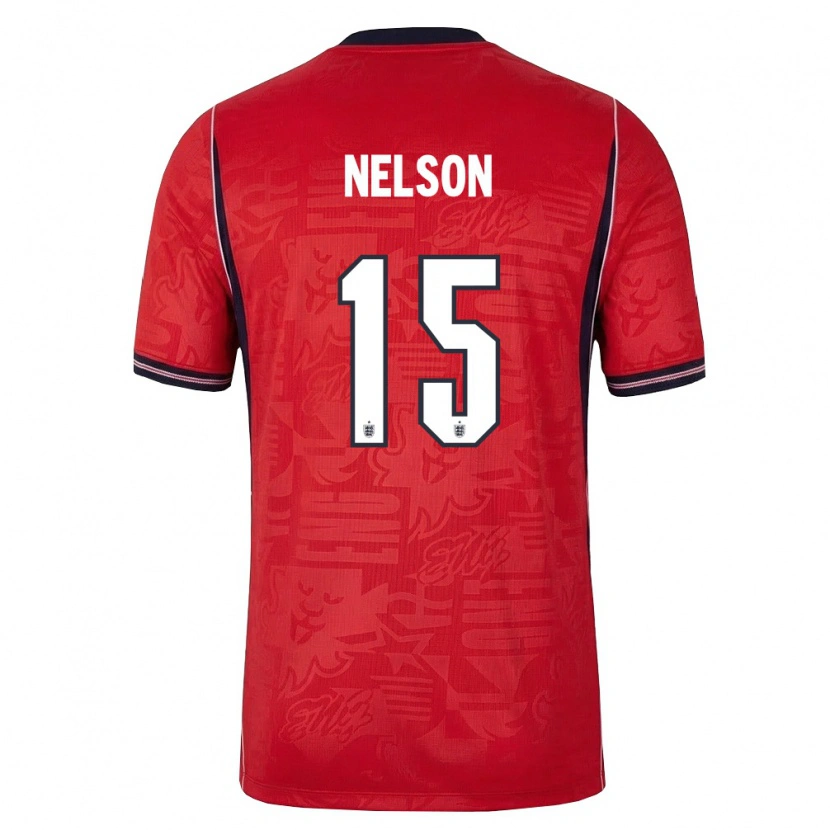 Danxen Mujer Camiseta Inglaterra Ben Nelson #15 Rojo Marino Blanco 2ª Equipación 26-28 La Camisa México