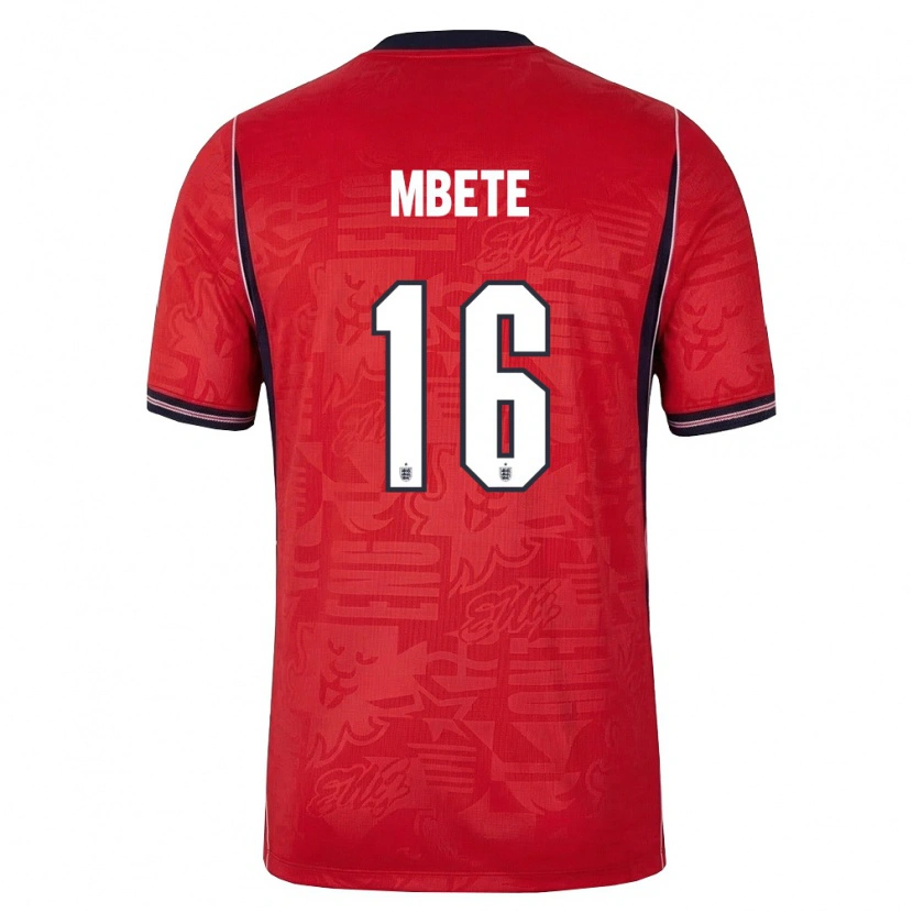 Danxen Mujer Camiseta Inglaterra Luke Mbete #16 Rojo Marino Blanco 2ª Equipación 26-28 La Camisa México