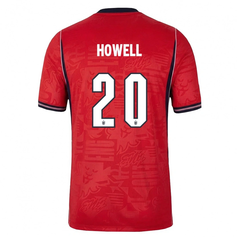 Danxen Mujer Camiseta Inglaterra Harry Howell #20 Rojo Marino Blanco 2ª Equipación 26-28 La Camisa México