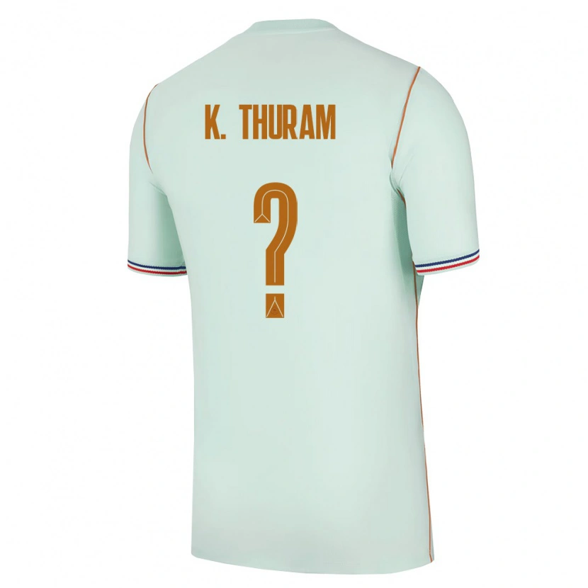 Danxen Mujer Camiseta Francia Khéphren Thuram #0 Verde Oro 2ª Equipación 26-28 La Camisa México
