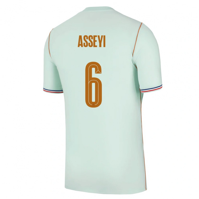 Danxen Mujer Camiseta Francia Viviane Asseyi #6 Verde Oro 2ª Equipación 26-28 La Camisa México