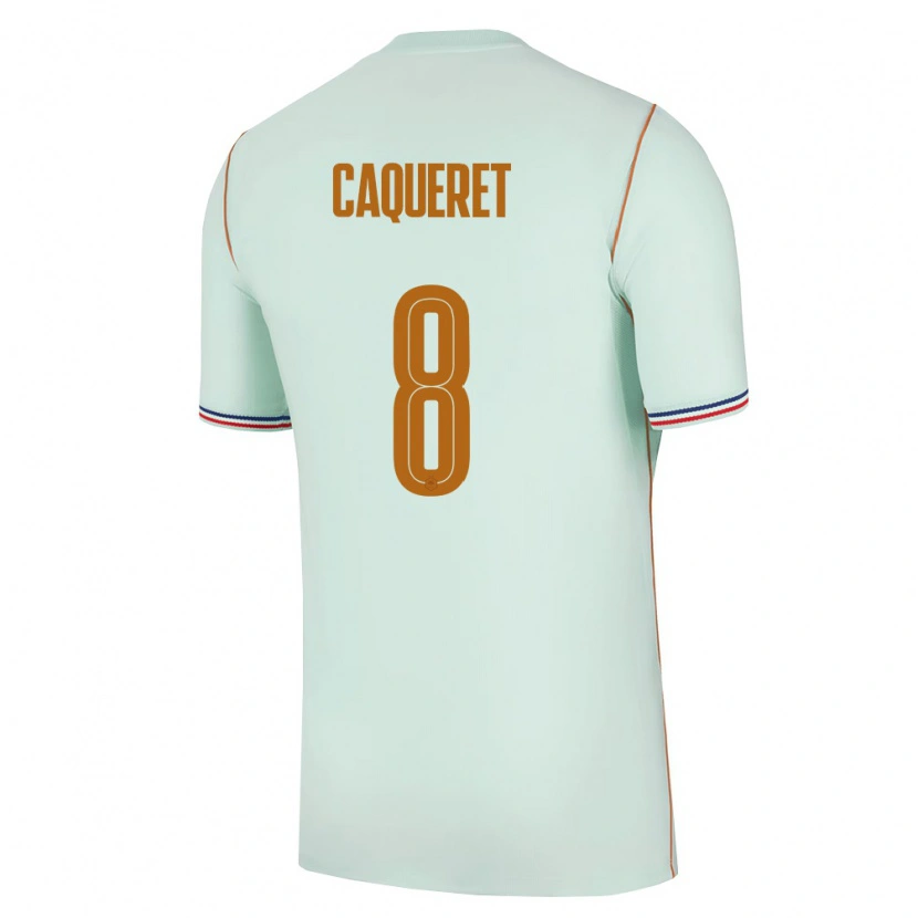 Danxen Mujer Camiseta Francia Maxence Caqueret #8 Verde Oro 2ª Equipación 26-28 La Camisa México