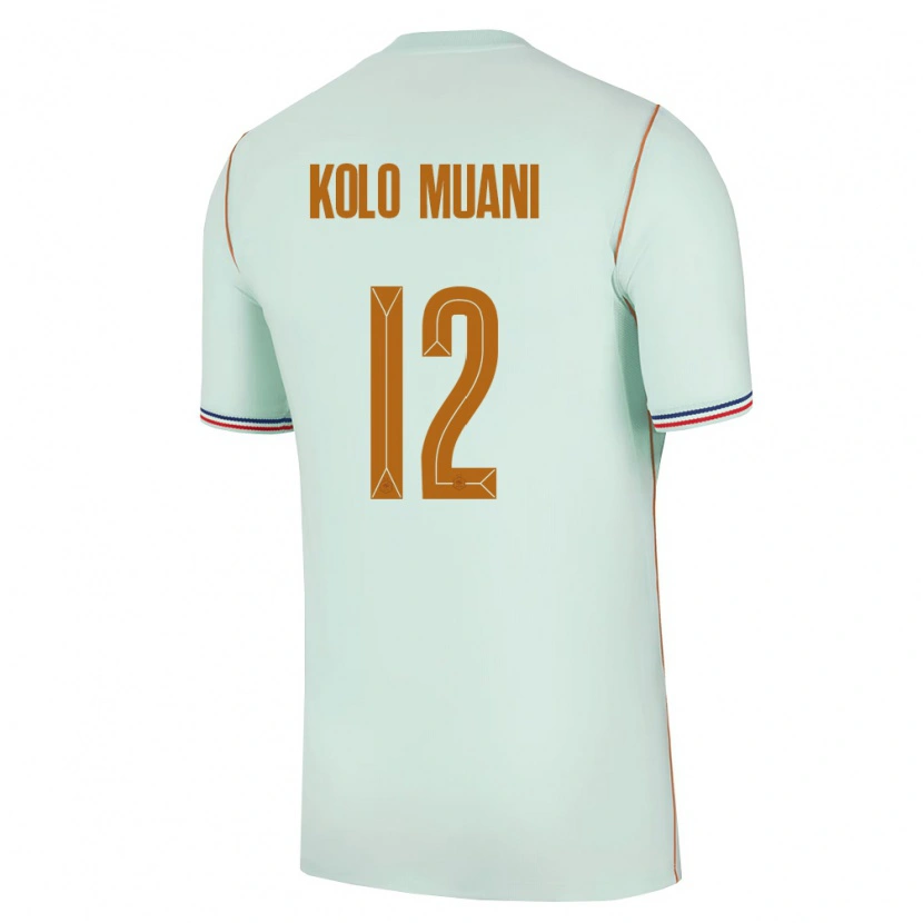 Danxen Mujer Camiseta Francia Randal Kolo Muani #12 Verde Oro 2ª Equipación 26-28 La Camisa México