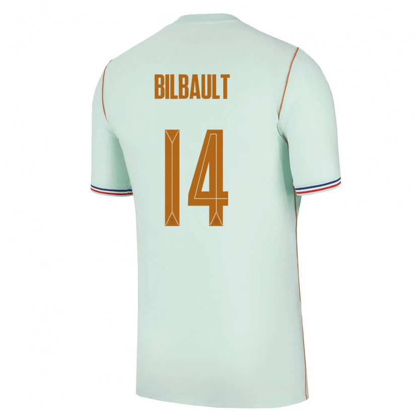 Danxen Mujer Camiseta Francia Charlotte Bilbault #14 Verde Oro 2ª Equipación 26-28 La Camisa México