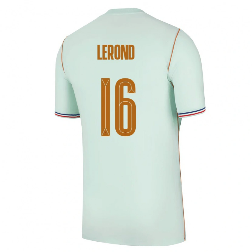 Danxen Mujer Camiseta Francia Justine Lerond #16 Verde Oro 2ª Equipación 26-28 La Camisa México