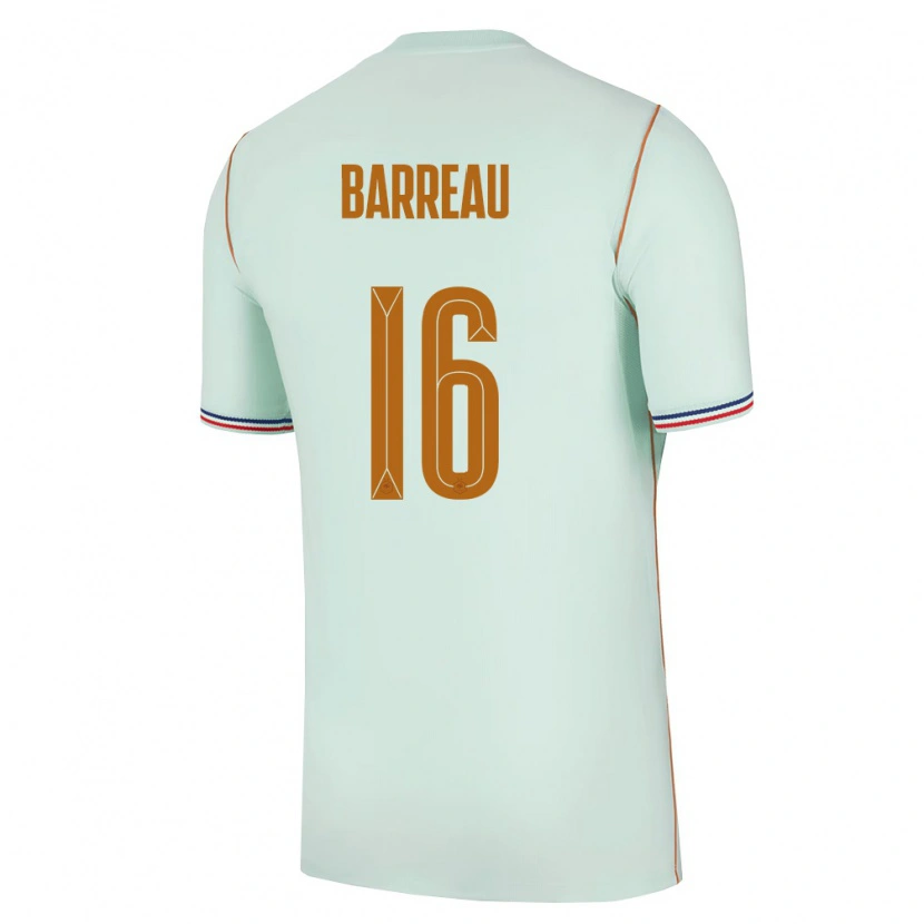 Danxen Mujer Camiseta Francia Axel Barreau #16 Verde Oro 2ª Equipación 26-28 La Camisa México