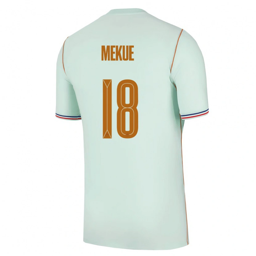 Danxen Mujer Camiseta Francia Florian Mekue #18 Verde Oro 2ª Equipación 26-28 La Camisa México
