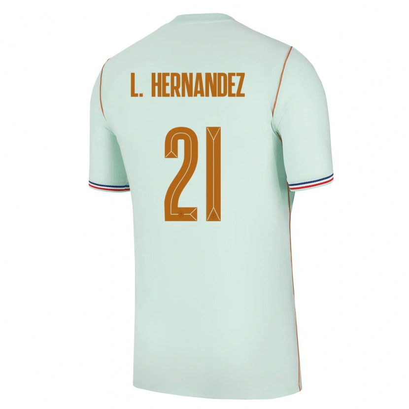 Danxen Mujer Camiseta Francia Lucas Hernández #21 Verde Oro 2ª Equipación 26-28 La Camisa México