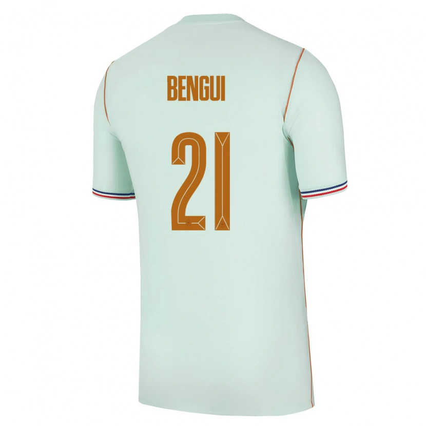 Danxen Mujer Camiseta Francia Justin Bengui #21 Verde Oro 2ª Equipación 26-28 La Camisa México