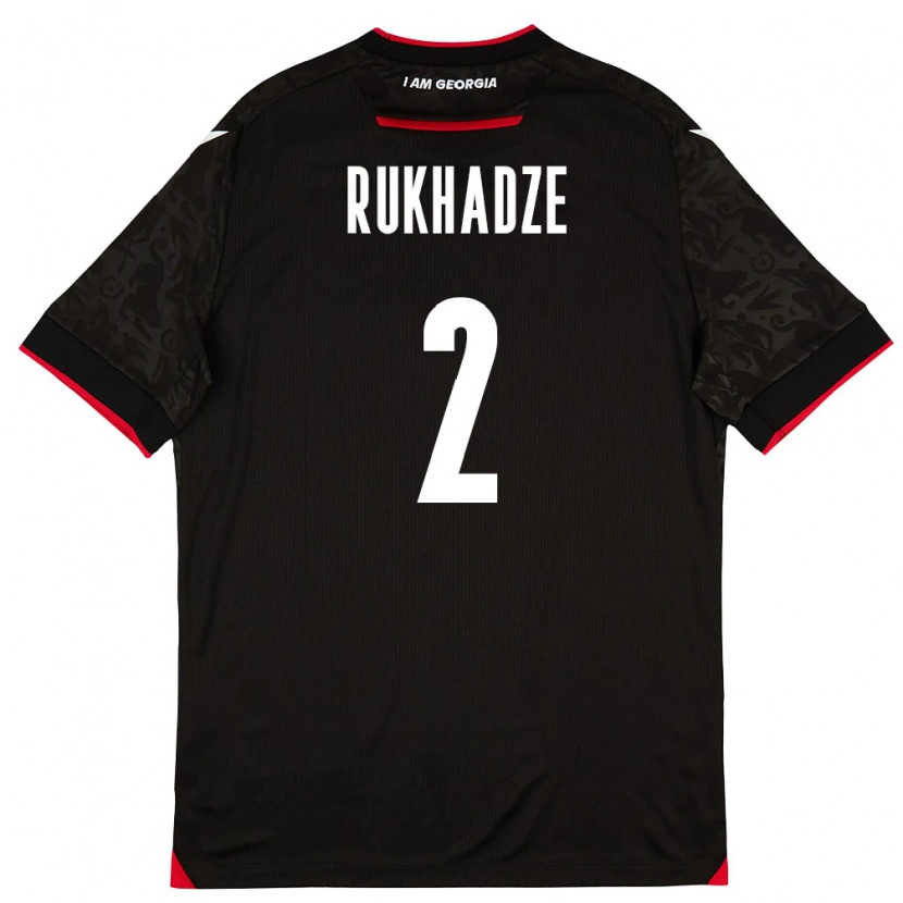 Danxen Mujer Camiseta Georgia Zurab Rukhadze #2 Negro Blanco Rojo 2ª Equipación 26-28 La Camisa México