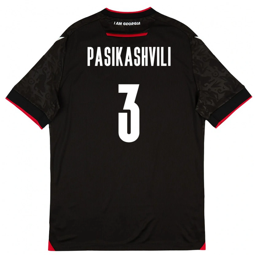 Danxen Mujer Camiseta Georgia Nino Pasikashvili #3 Negro Blanco Rojo 2ª Equipación 26-28 La Camisa México