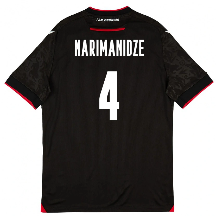 Danxen Mujer Camiseta Georgia Aleksandre Narimanidze #4 Negro Blanco Rojo 2ª Equipación 26-28 La Camisa México