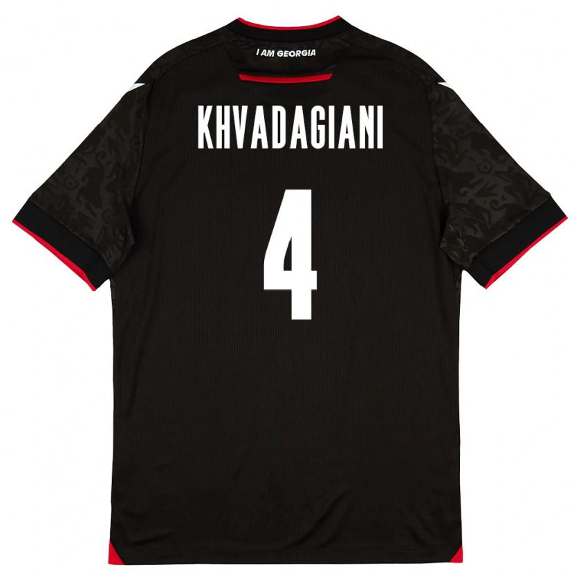 Danxen Mujer Camiseta Georgia Saba Khvadagiani #4 Negro Blanco Rojo 2ª Equipación 26-28 La Camisa México