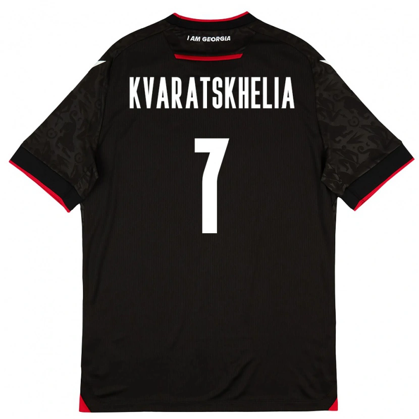 Danxen Mujer Camiseta Georgia Khvicha Kvaratskhelia #7 Negro Blanco Rojo 2ª Equipación 26-28 La Camisa México