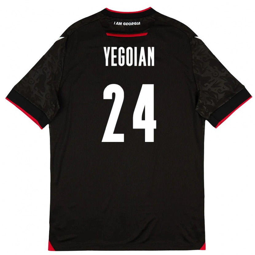 Danxen Mujer Camiseta Georgia Irakli Yegoian #24 Negro Blanco Rojo 2ª Equipación 26-28 La Camisa México
