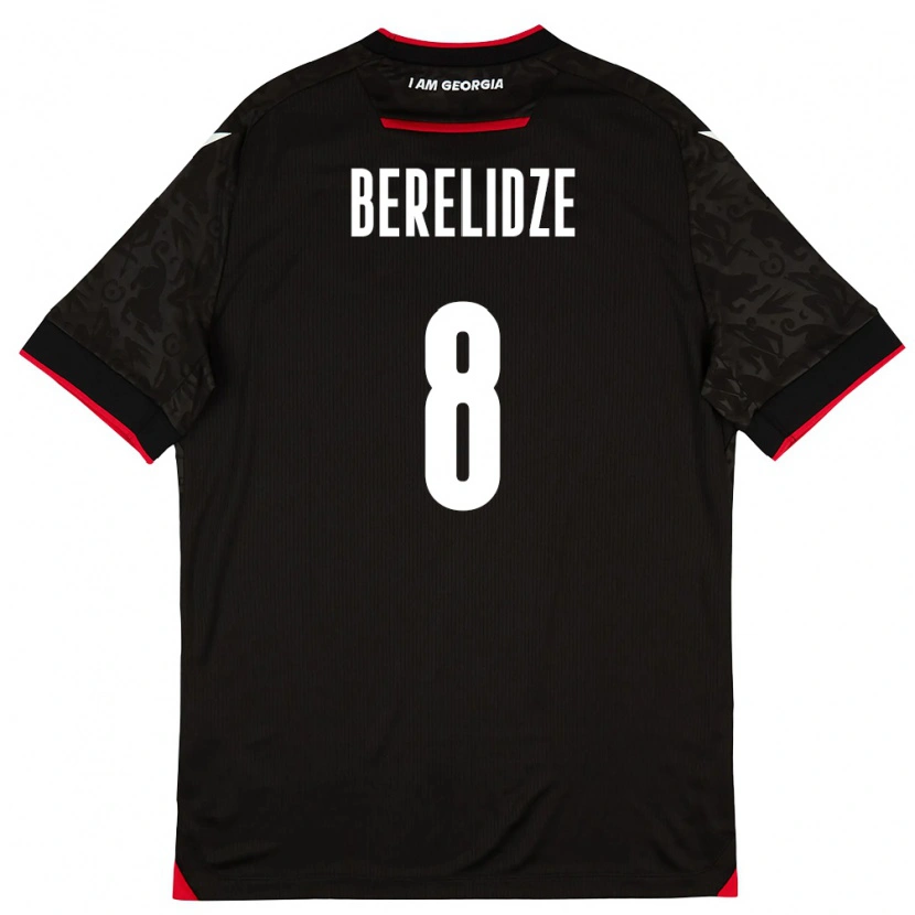 Danxen Mujer Camiseta Georgia Tsotne Berelidze #8 Negro Blanco Rojo 2ª Equipación 26-28 La Camisa México