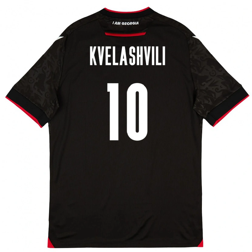 Danxen Mujer Camiseta Georgia Nikoloz Kvelashvili #10 Negro Blanco Rojo 2ª Equipación 26-28 La Camisa México