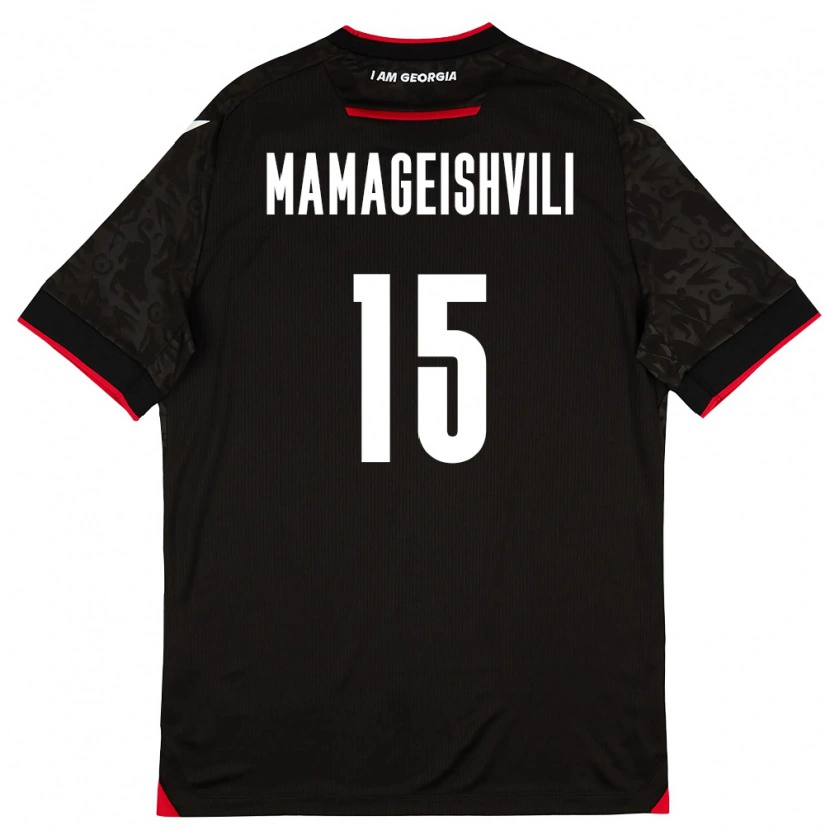 Danxen Mujer Camiseta Georgia Gizo Mamageishvili #15 Negro Blanco Rojo 2ª Equipación 26-28 La Camisa México