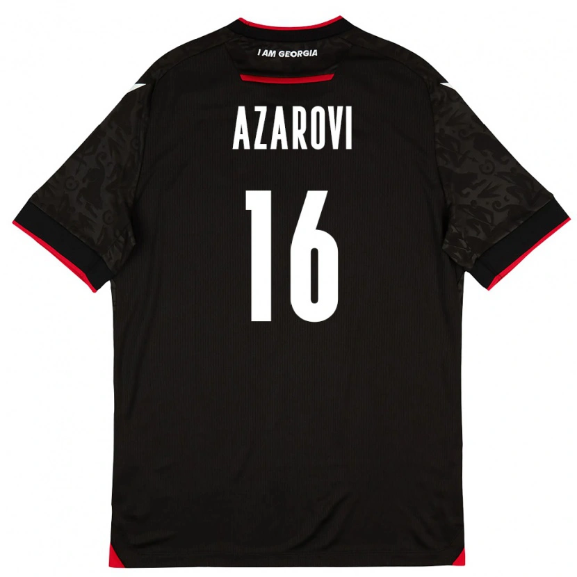 Danxen Mujer Camiseta Georgia Irakli Azarovi #16 Negro Blanco Rojo 2ª Equipación 26-28 La Camisa México