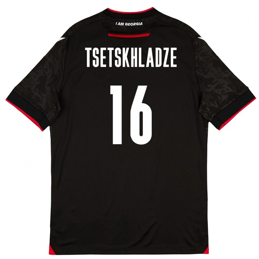Danxen Mujer Camiseta Georgia Nikoloz Tsetskhladze #16 Negro Blanco Rojo 2ª Equipación 26-28 La Camisa México