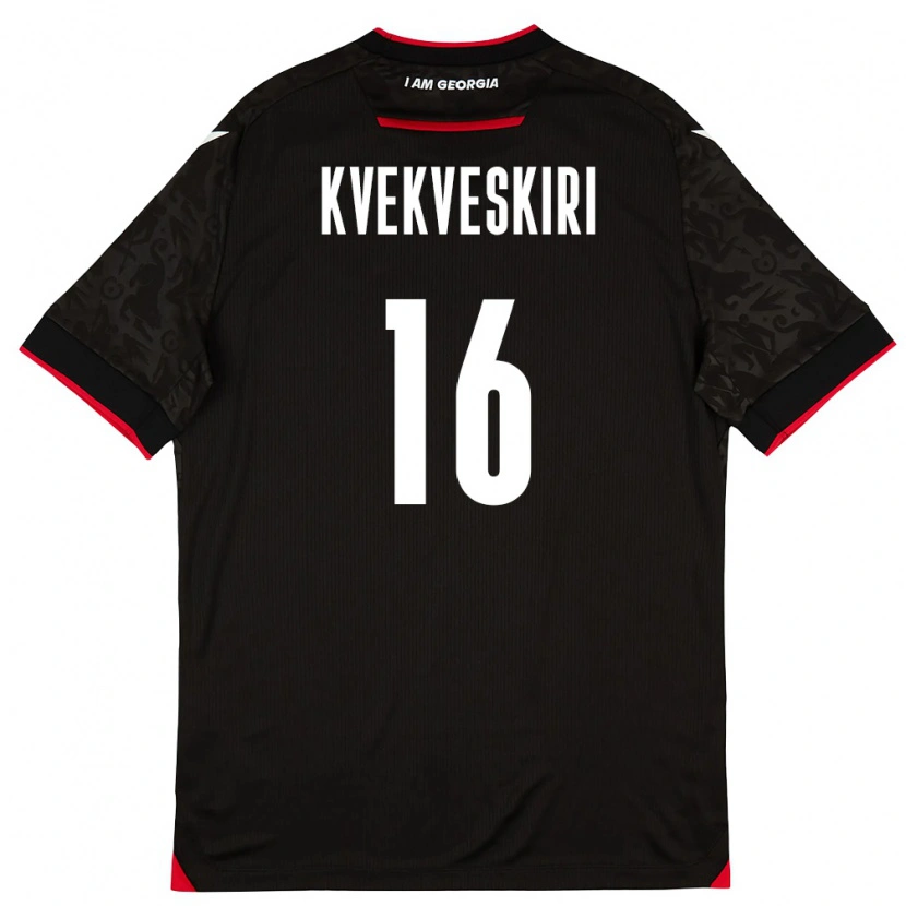 Danxen Mujer Camiseta Georgia Nika Kvekveskiri #16 Negro Blanco Rojo 2ª Equipación 26-28 La Camisa México