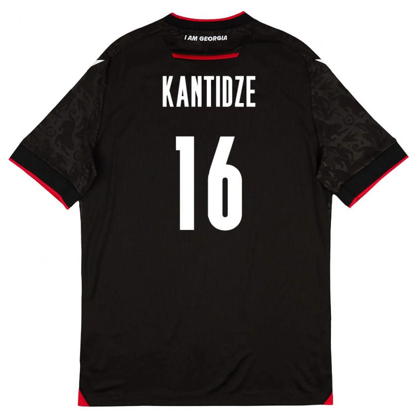 Danxen Mujer Camiseta Georgia Nikoloz Kantidze #16 Negro Blanco Rojo 2ª Equipación 26-28 La Camisa México