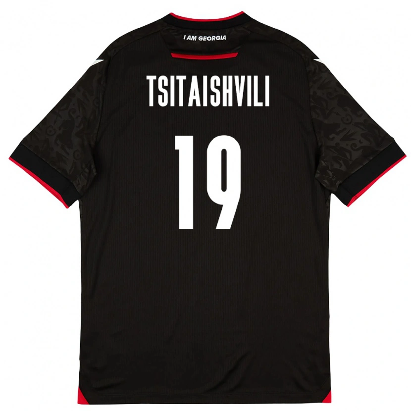 Danxen Mujer Camiseta Georgia Giorgi Tsitaishvili #19 Negro Blanco Rojo 2ª Equipación 26-28 La Camisa México