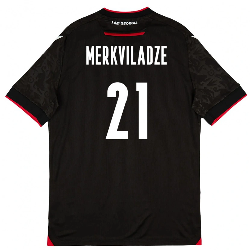 Danxen Mujer Camiseta Georgia Dachi Merkviladze #21 Negro Blanco Rojo 2ª Equipación 26-28 La Camisa México