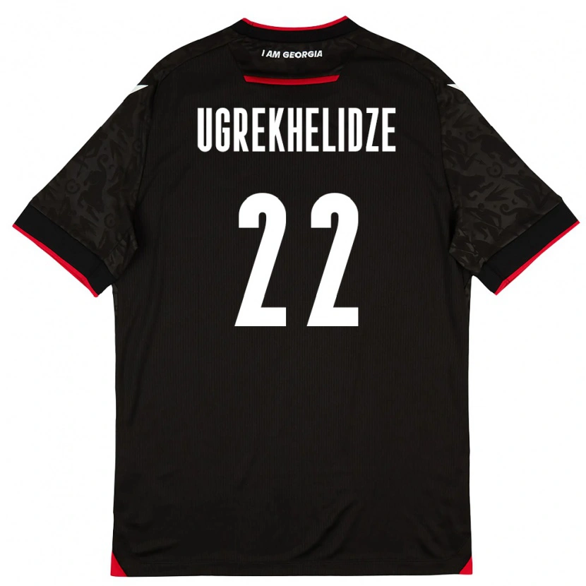 Danxen Mujer Camiseta Georgia Nikoloz Ugrekhelidze #22 Negro Blanco Rojo 2ª Equipación 26-28 La Camisa México