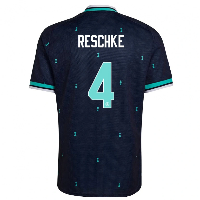 Danxen Mujer Camiseta Alemania Gianluca Reschke #4 Marino Azul Cielo Blanco 2ª Equipación 26-28 La Camisa México