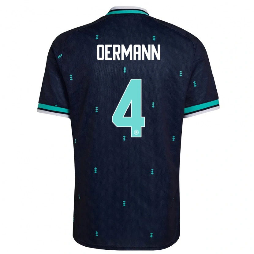 Danxen Mujer Camiseta Alemania Tim Oermann #4 Marino Azul Cielo Blanco 2ª Equipación 26-28 La Camisa México