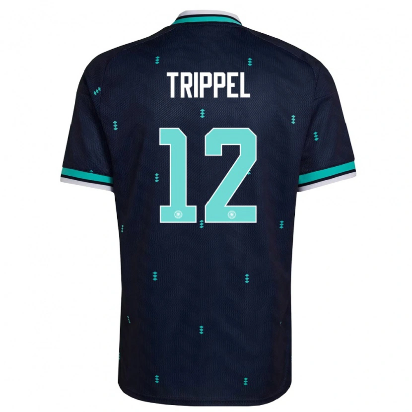 Danxen Mujer Camiseta Alemania Marcello Trippel #12 Marino Azul Cielo Blanco 2ª Equipación 26-28 La Camisa México