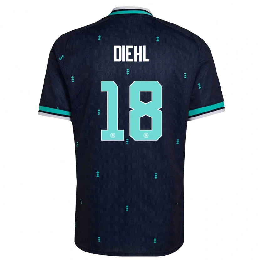 Danxen Mujer Camiseta Alemania Justin Diehl #18 Marino Azul Cielo Blanco 2ª Equipación 26-28 La Camisa México
